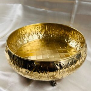 Decorative 9.5 Inch Floral Pattern Embossed Brass