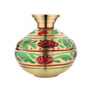 Multi Colour Brass Lota / Kalash With Floral Design