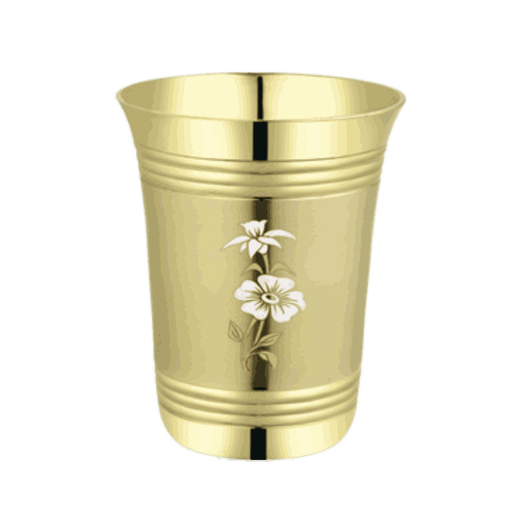 Pure Brass Floral Engraved Tumbler/Glass