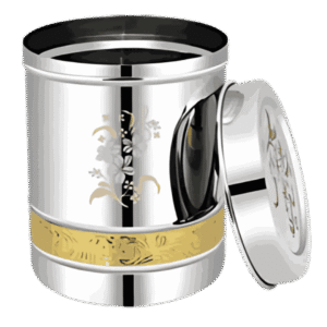 Stainless Steel Container With Floral Design