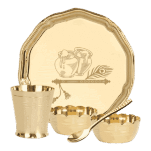Traditional Handcrafted Brass Pital Puja Thali | Set Of 5