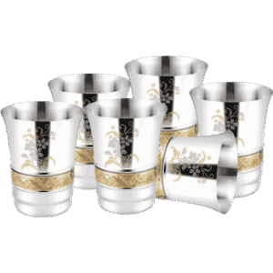 Stainless Steel Luxury Design Glass Set 6 Pieces