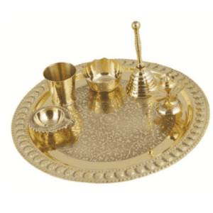 Pure Brass Pooja Thali Set – 6 Pieces Worship Essentials