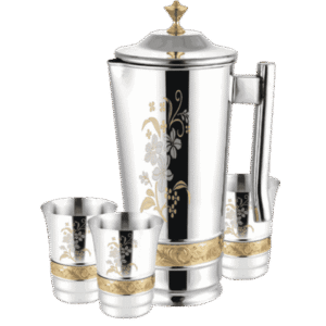 Stainless Steel Water Jug With 3 Pcs Of Glass