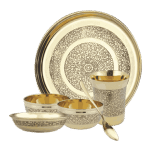 Pure Brass Dinner Set – 7 Pieces Thali