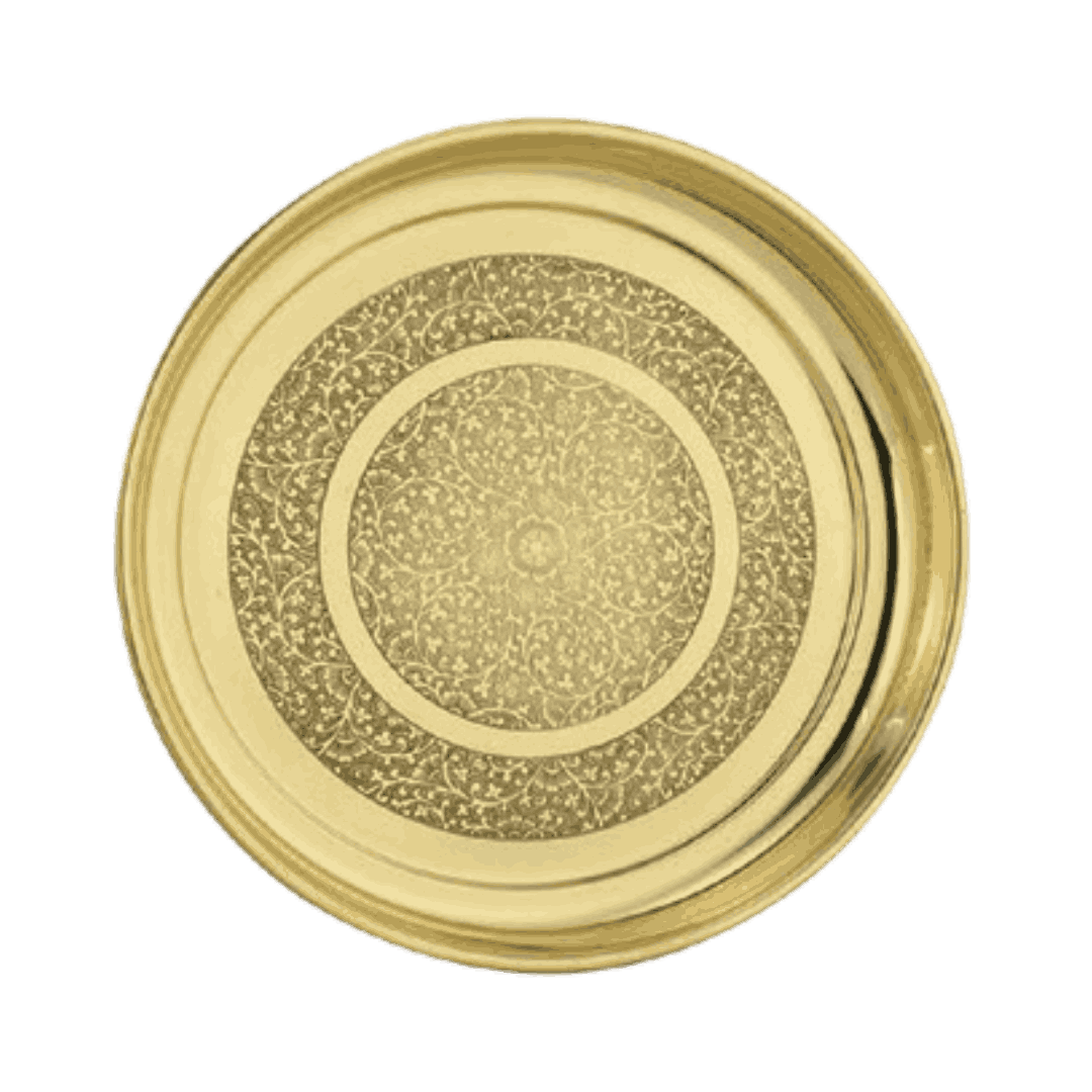 Pure Brass Thali (12 Inch) Pure Brass And Solid Design