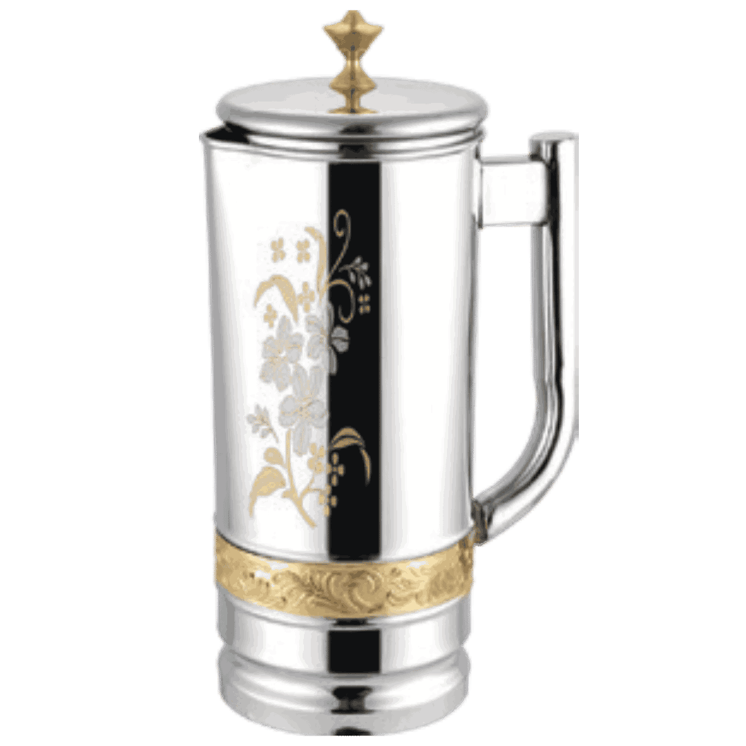 Steel, Copper Jug With Engraved Design