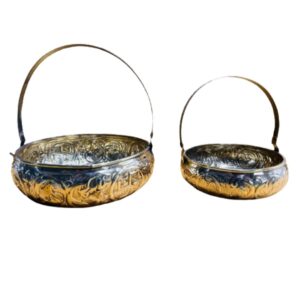 Traditional Brass Pooja Basket | Set Of 2