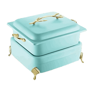 Rectangular Aqua Blue Ceramic Chafing Dish