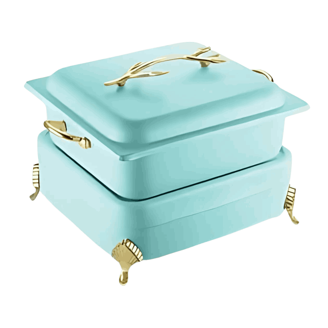 Rectangular Aqua Blue Ceramic Chafing Dish