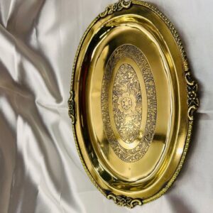 Brass Designer Plate Tray For Home | Oval Shape
