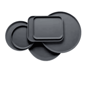 Matte Black Serving Tray & Plate Set