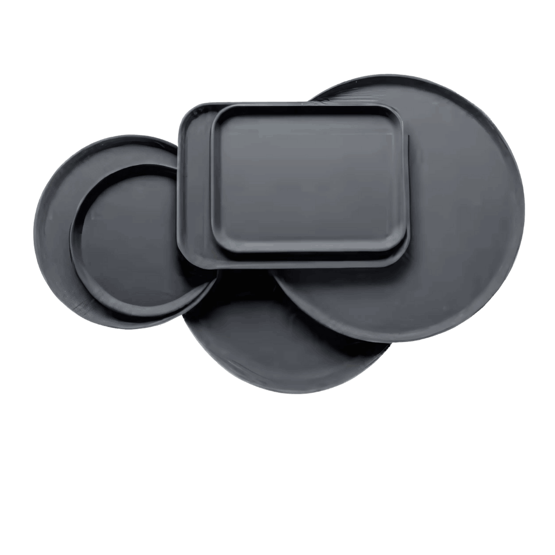 Matte Black Serving Tray & Plate Set
