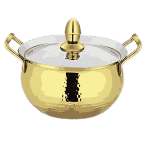 Hammered Brass Coating Serving Bowl With Lid