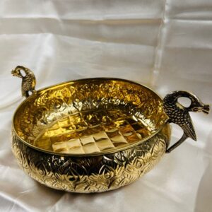 Brass Decorative Bowl With Peacock Handle Design
