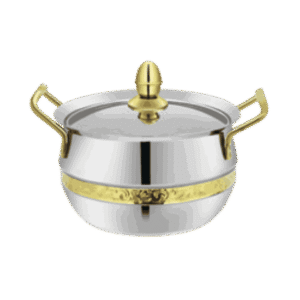 Stainless Steel Handi With Brass Band & Handles