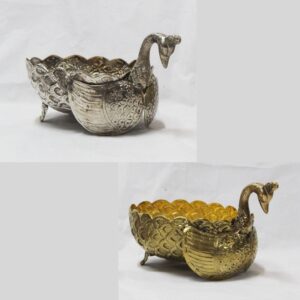 Brass & Silver Peacock Decorative Bowls | Set Of 2