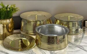 Round Brass Handi,Capacity: 1.5 Ltr | Set Of 3