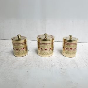 Brass Jars with Lid For Tea Sugar Container | Set of 3