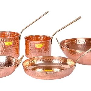 Hammered Pure Copper Cookware 5 Piece Set
