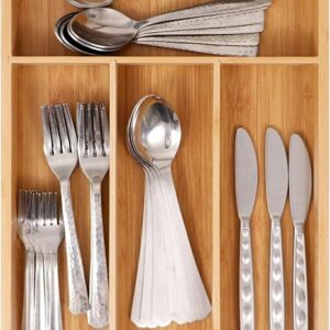 Wooden Cutlery Tray For Kitchen | 4 Compartments