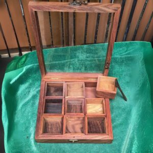 Wooden Spice Box With 9 Container And Spoon