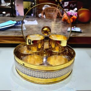 Elegant Brass Spice Box With Transparent Lid
