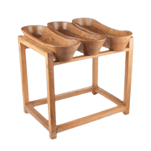 Wooden 3-Bowl Food Serving Stand