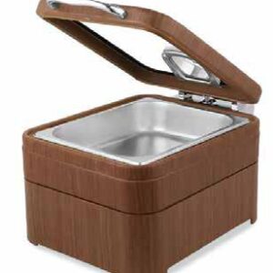 Wood Finish Square Chafing Dish with Glass Lid