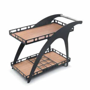 2-Tier Room Service Trolley With Wood Finish Shelves